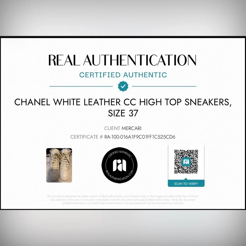 Hot Deal: Chanel White Leather CC High Top Sneakers w/Side Zippers - Picture 9 of 9